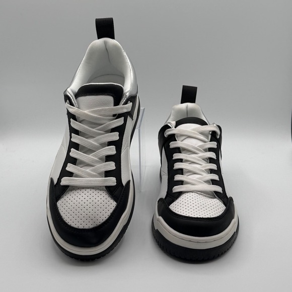 Steve Madden Renegade Black White Silver Leather Sneakers Womens Size 7 RNGD01S1 - Picture 2 of 7